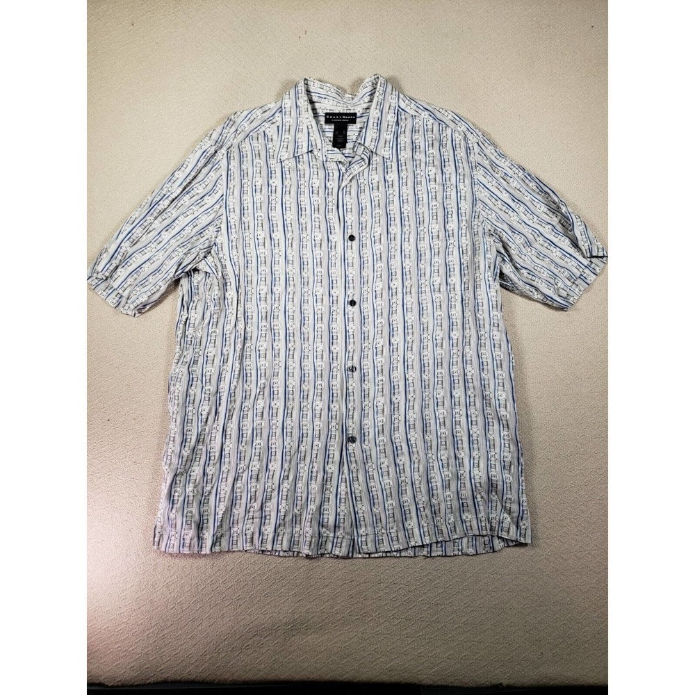 Crazy Horse Shirt Mens XL White Short Sleeve Button Up Collared Stylish Casual